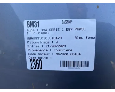 Joint de porte arriere droite BMW SERIE 1 E87 PHASE 1 Diesel