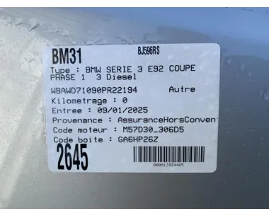 Aerateur tableau de bord BMW SERIE 3 E92 COUPE PHASE 1 Diesel