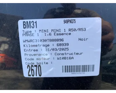 Etrier arriere gauche (freinage) MINI MINI 1 R50/R53 PHASE 1 Essence