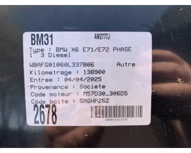 Cache sous moteur BMW X6 E71/E72 PHASE 1 Diesel
