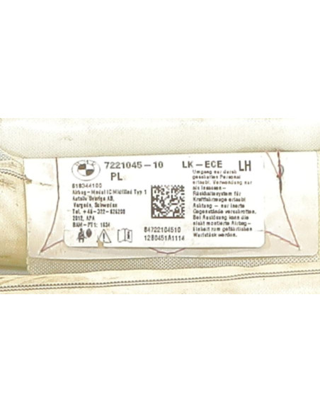 Air bag rideau gauche BMW SERIE 3 F30/F80 PHASE 1 