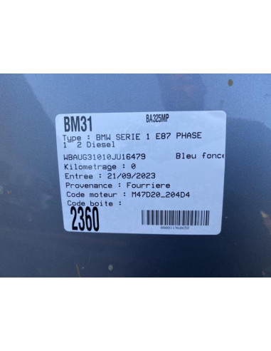 Conduite d'air BMW SERIE 1 E87 PHASE 1 Diesel