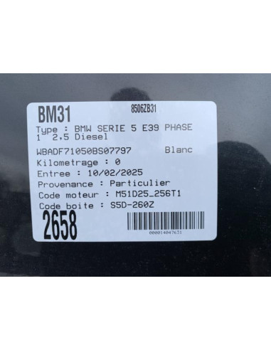 Crochet de remorquage BMW SERIE 5 E39 PHASE 1 Diesel