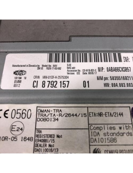 Autoradio d'origine BMW SERIE 1 F20 PHASE 1 