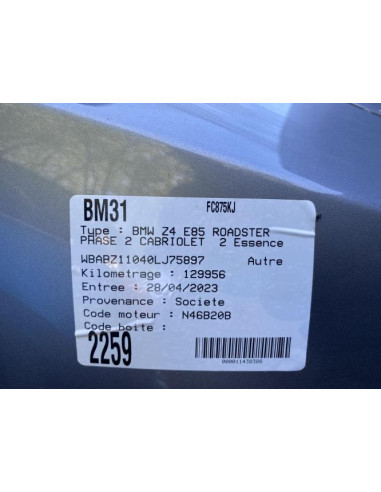 Pare boue arriere droit BMW Z4 E85 ROADSTER PHASE 2 CABRIOLET Essence
