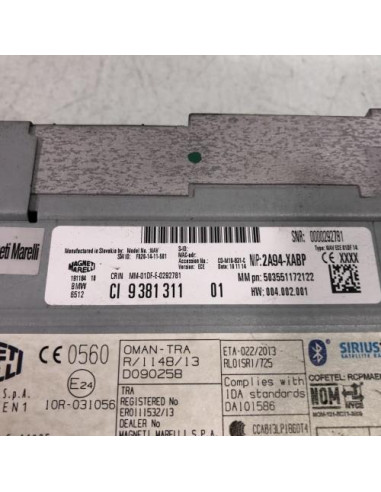 Autoradio d'origine BMW SERIE 4 F36 GRAN COUPE PHASE 1 Diesel