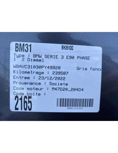 Boite de vitesses BMW SERIE 3 E90 PHASE 1 Diesel