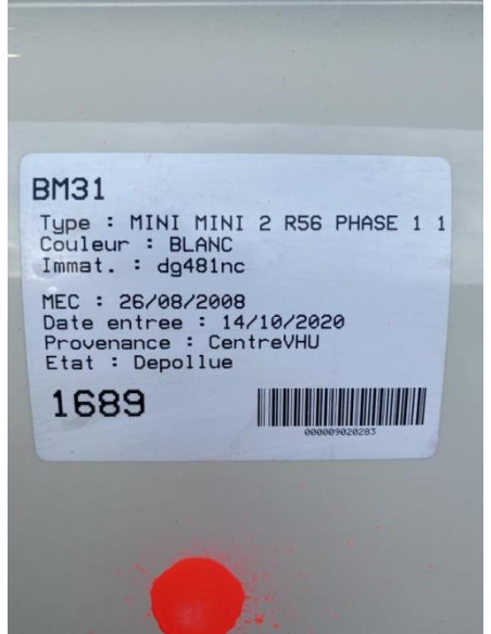 Compte tours MINI MINI 2 R56 PHASE 1 Diesel