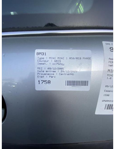 Porte avant gauche MINI MINI 1 R50/R53 PHASE 2 Essence