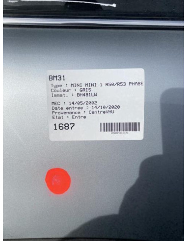 Aerateur tableau de bord MINI MINI 1 R50/R53 PHASE 1 Essence