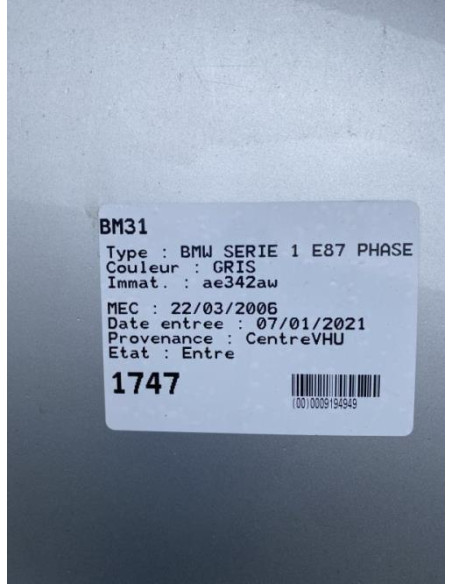 Demarreur BMW SERIE 1 E87 PHASE 1 Diesel