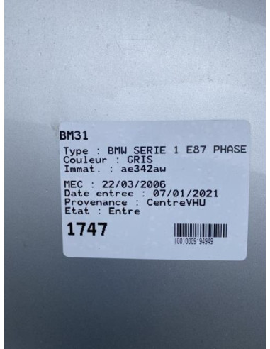 Tuyau hydraulique de direction assistee BMW SERIE 1 E87 PHASE 1 Diesel