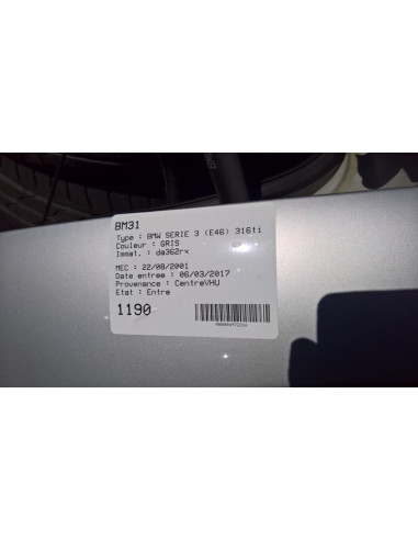 Moulure de pare choc arriere BMW SERIE 3 E46 COMPACT PHASE 1 Essence