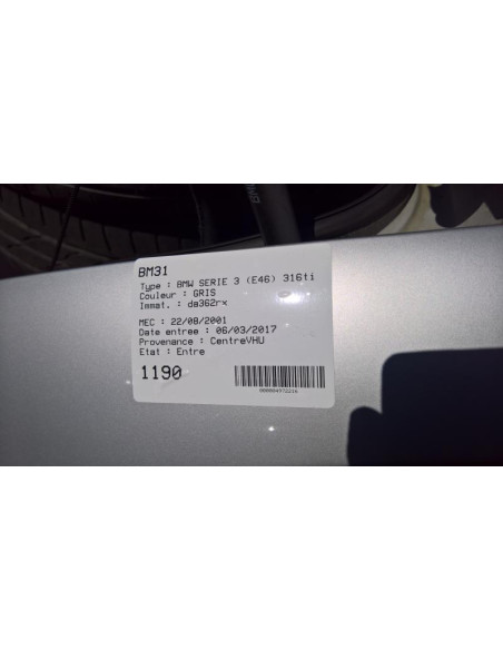 Moulure de pare choc arriere BMW SERIE 3 E46 COMPACT PHASE 1 Essence