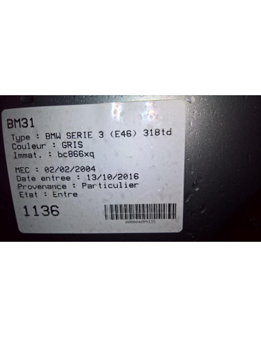 Vase de lave glace BMW SERIE 3 E46 COMPACT PHASE 2 Diesel