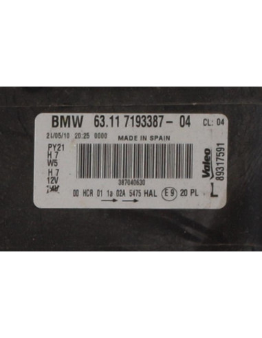 Optique avant principal gauche (feux)(phare) BMW SERIE 1 E87 PHASE 2 Essence