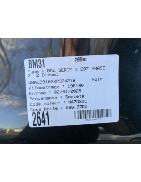 Support poignee porte arriere droite BMW SERIE 1 E87 PHASE 2 Diesel