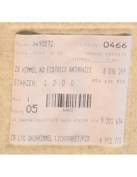 Ciel de toit BMW SERIE 3 E91 TOURING PHASE 2 BREAK Essence