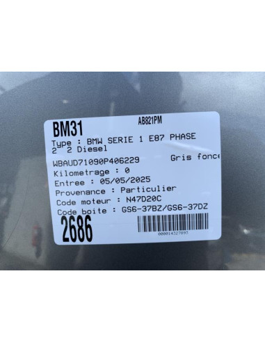 Baie de pare brise BMW SERIE 1 E87 PHASE 2 Diesel