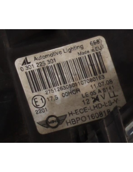 Optique avant principal gauche (feux)(phare) MINI MINI 2 R56 PHASE 1 Diesel