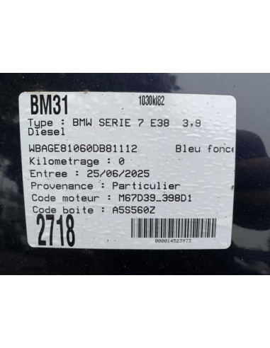 Poignee porte avant droit BMW SERIE 7 E38 Diesel