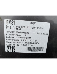 Optique avant principal droit (feux)(phare) BMW SERIE 1 E87 PHASE 1 Diesel 2