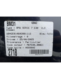 Ligne complete d'echappement BMW SERIE 7 E38 Diesel 2