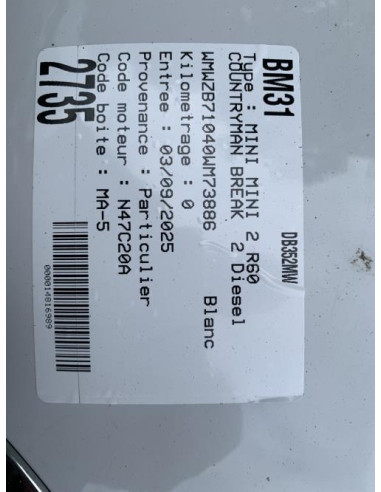 Cardan droit (transmission) MINI MINI 2 R60 COUNTRYMAN BREAK Diesel