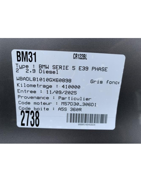 Amortisseur arriere droit BMW SERIE 5 E39 PHASE 2 Diesel