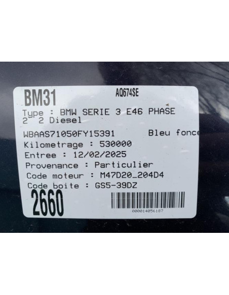 Soufflet de levier de frein a main BMW SERIE 3 E46 PHASE 2 Diesel