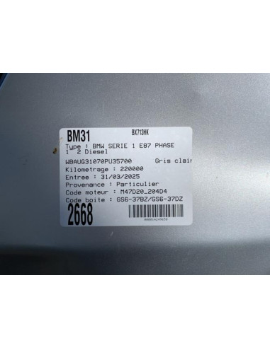 Support poignee porte arriere droite BMW SERIE 1 E87 PHASE 1 Diesel