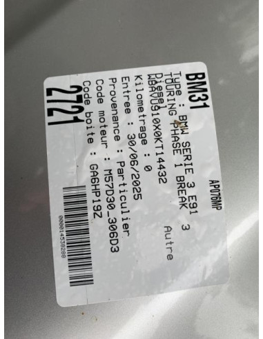 Charniere de capot BMW SERIE 3 E91 TOURING PHASE 1 BREAK Diesel