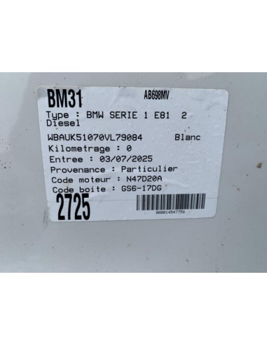 Poignee porte avant droit BMW SERIE 1 E81 Diesel