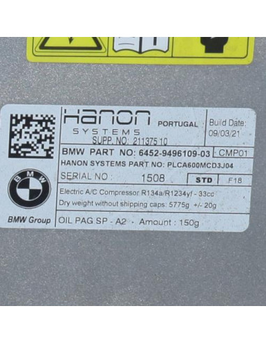 Compresseur clim BMW SERIE 3 F30 PHASE 2 Essence/Hybride