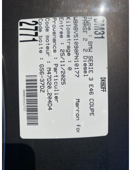 Pont (propulsion) BMW SERIE 3 E46 COUPE PHASE 2 Diesel