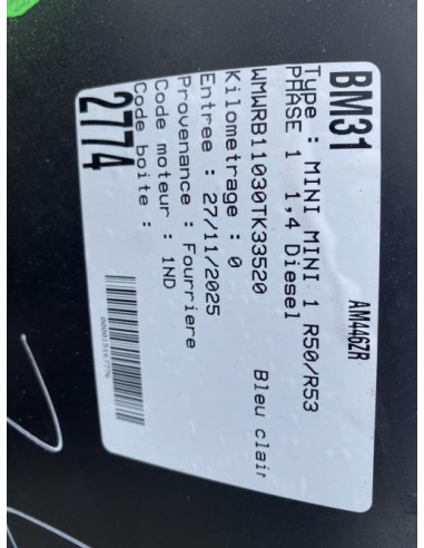 Moteur MINI MINI 1 R50/R53 PHASE 1 Diesel