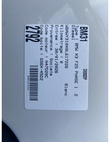 Colonne de direction BMW X3 F25 PHASE 1 Diesel