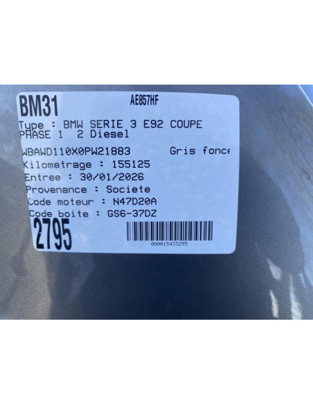 Cardan arriere gauche (transmission) BMW SERIE 3 E92 COUPE PHASE 1 Diesel