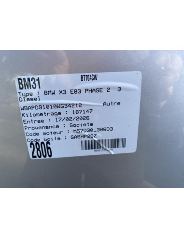 Malle/Hayon arriere BMW X3 E83 PHASE 2 Diesel