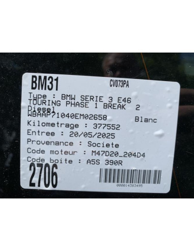 Compteur BMW SERIE 3 E46 TOURING PHASE 1 BREAK Diesel