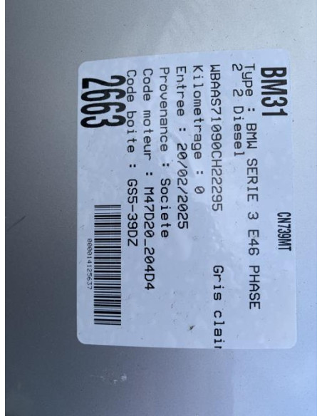 Amortisseur avant droit BMW SERIE 3 E46 PHASE 2 Diesel