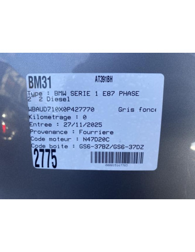 Baie de pare brise BMW SERIE 1 E87 PHASE 2 Diesel