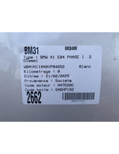 Porte gobelet BMW X1 E84 PHASE 1 Diesel