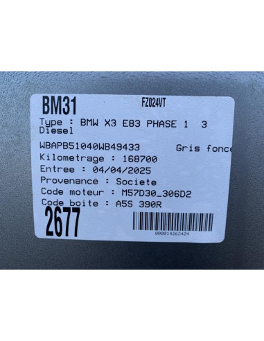 Rampe injection BMW X3 E83 PHASE 1 Diesel