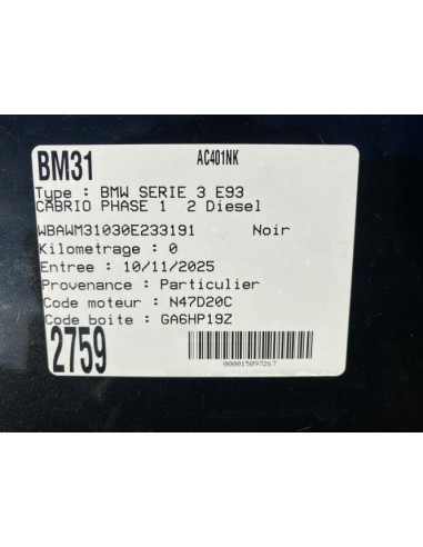 Poignee porte avant droit BMW SERIE 3 E93 CABRIO PHASE 1 Diesel