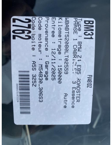 Capote BMW Z4 E85 ROADSTER PHASE 1 CABRIOLET Essence
