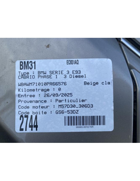 Moteur leve vitre avant droit BMW SERIE 3 E93 CABRIO PHASE 1 Diesel
