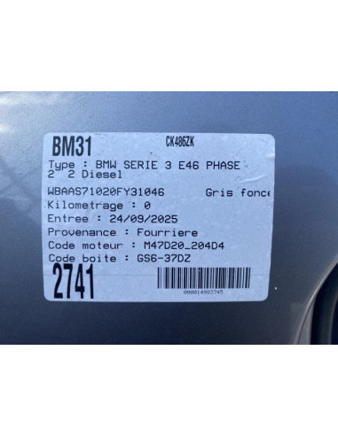 Etrier arriere droit (freinage) BMW SERIE 3 E46 PHASE 2 Diesel
