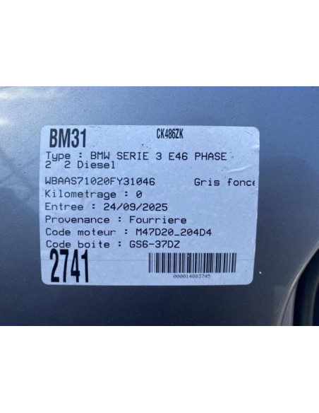 Etrier arriere droit (freinage) BMW SERIE 3 E46 PHASE 2 Diesel