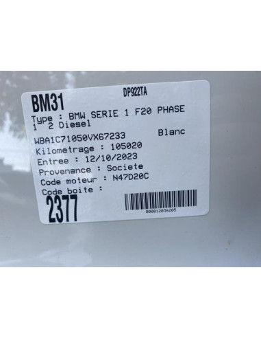 Conduite d'air BMW SERIE 1 F20 PHASE 1 Diesel